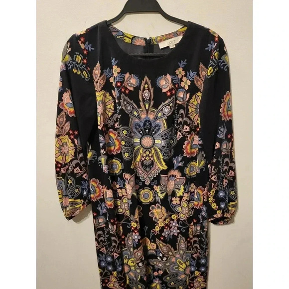 Ann Taylor Loft Black Floral Print Tunic Dress - Picture 4 of 8